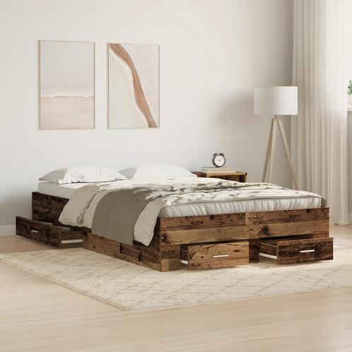 vidaXL Bedframe met lades bewerkt hout oud houtkleurig, Huis en Inrichting, Slaapkamer | Bedden, 120 cm, 200 cm, Bruin, Twijfelaar