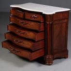 Orgelgebogen commode  mat wit marmer ca 1870 zeer rijk uitg, Antiek en Kunst, Antiek | Meubels | Kasten, Ophalen of Verzenden