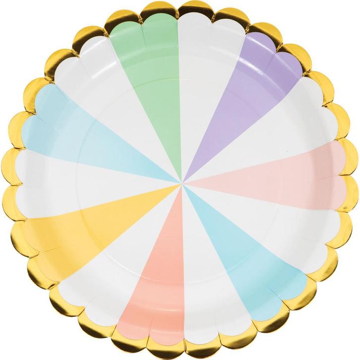 Borden Strepen Pastel 23cm 8st, Hobby en Vrije tijd, Feestartikelen, Nieuw, Verzenden