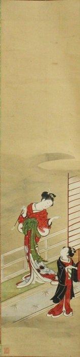 Yjo zu  - Courtesan smoking a pipe on a verandah -, Antiek en Kunst, Antiek | Overige Antiek