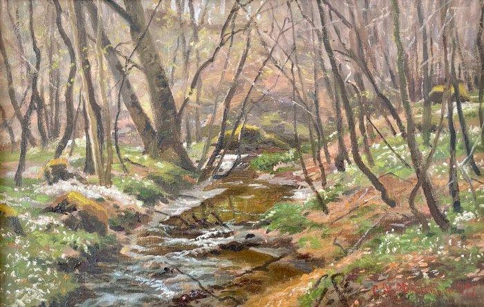 Milton Jensen (1855-1928) - Flusslandschaft, Antiek en Kunst, Kunst | Schilderijen | Klassiek