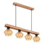 Hanglamp VALLI 80cm 4-lichts Bruin, Ophalen of Verzenden, Nieuw, Metaal, 75 cm of meer