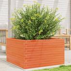 vidaXL Plantenbak 80x80x45,5 cm massief grenenhout wasbruin, Tuin en Terras, Verzenden, Nieuw, Hout