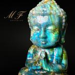 Premium - Bouddha en Labradorite XXL Gravure - Hoogte: 200, Verzamelen