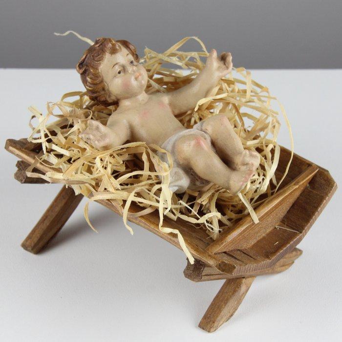 Val Gardena - Snijwerk, Jezus in Kribbe - 9 cm - Hout, Antiek en Kunst, Antiek | Boeken en Bijbels