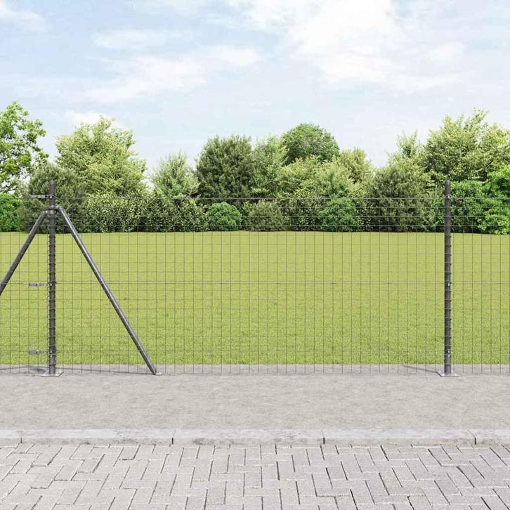 vidaXL Afrasteringspaal 7 pcs Grijs Staal, Tuin en Terras, Palen, Balken en Planken, Nieuw, Verzenden