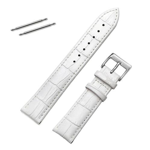 Fako® - Horlogebandje - Echt Leer - 18mm - Croco - Wit, Sieraden, Tassen en Uiterlijk, Horloges | Heren, Verzenden