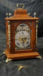 Tafelklok - hout messing met maanstand - 1950-1960, Antiek en Kunst, Antiek | Klokken