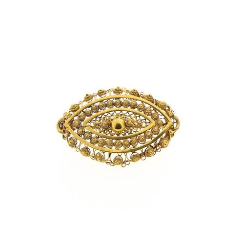 Gouden broche met Zeeuwse knopen (Zeeuwse knoop), Sieraden, Tassen en Uiterlijk, Broches, Overige kleuren, Gebruikt, Goud, Ophalen of Verzenden