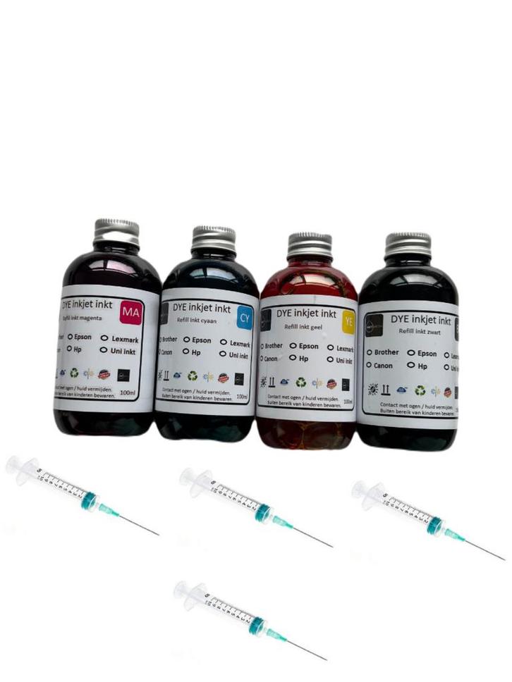 Geschikt HP navul inkt SET VAN 4 KLEUREN zwart cyaan magenta, Computers en Software, Printerbenodigdheden, Cartridge, Nieuw