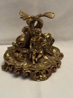 Beeld, Putto et dauphins - 10 cm - Brons, Antiek en Kunst, Antiek | Keramiek en Aardewerk