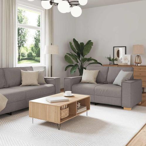 vidaXL 2-delige Loungeset met kussens stof taupe, Huis en Inrichting, Banken | Bankstellen, Nieuw, Stof, Vierpersoons of meer
