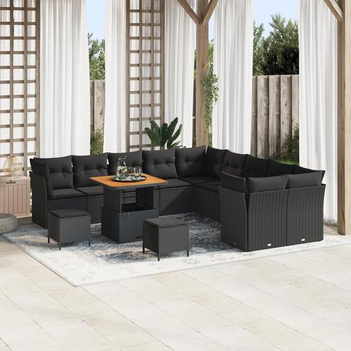 vidaXL 13-delige Tuinbankenset met kussens poly rattan, Tuin en Terras, Tuinsets en Loungesets, Nieuw, Rotan, Verzenden