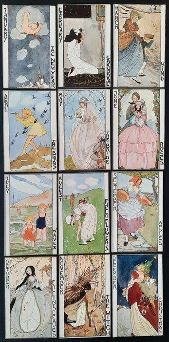 Fantasie - 12 ansichtkaarten illustrateur Rie Cramer januari, Verzamelen, Ansichtkaarten | Buitenland