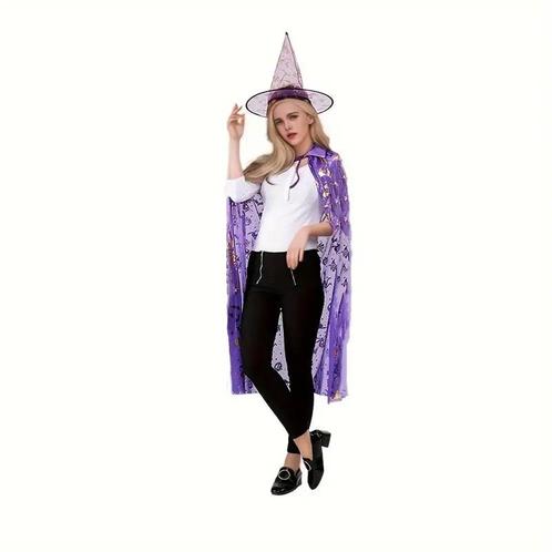 Heksen Cape & Hoed Set – Magisch Paars voor - Maat 122, Kinderen en Baby's, Carnavalskleding en Verkleedspullen, Nieuw, Ophalen of Verzenden