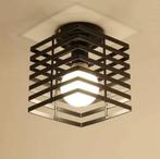 Vintage Industriële Plafondlamp – Kubus Metalen Kooi E27, Verzenden, Nieuw