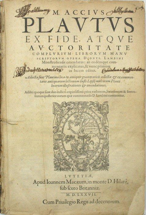 Plaute (Titus Maccius Plautus), Lambin (Denys) - M. Accius, Antiek en Kunst, Antiek | Boeken en Bijbels