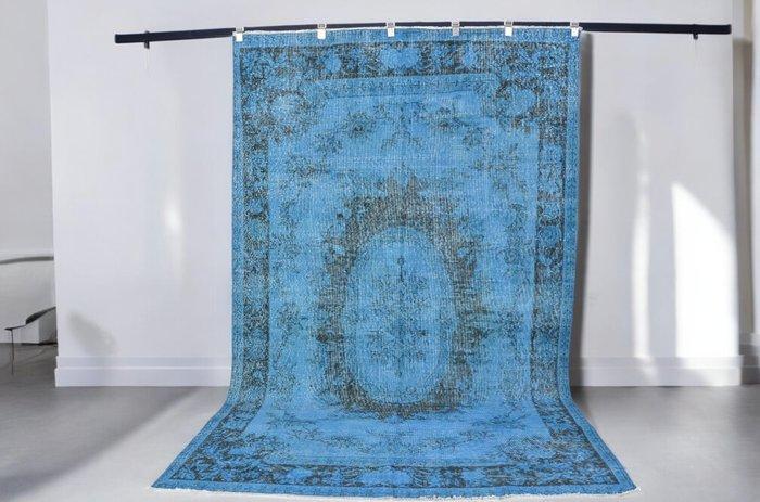 Vintage geometrisch blauw tapijt - Vloerkleed - 270 cm - 163, Antiek en Kunst, Kunst | Designobjecten