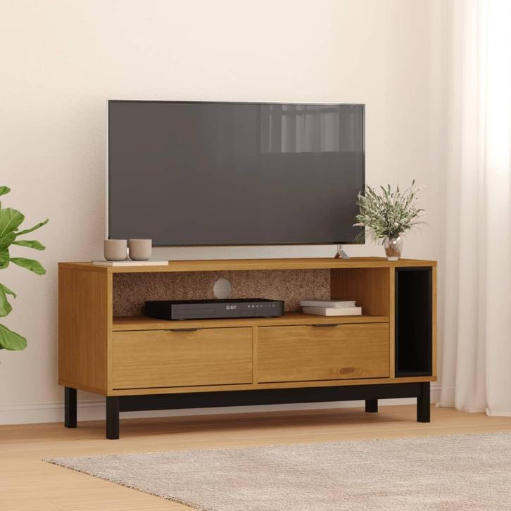 vidaXL TV-meubel FLAM 110x40x50 cm massief grenenhout, Huis en Inrichting, Kasten | Televisiemeubels, 25 tot 50 cm, Nieuw, Grenenhout