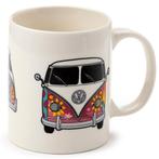 Beker - Volkswagen VW Busje T1 - Flowers Power - Roze & Wit, Nieuw, Ophalen of Verzenden