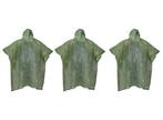 3 Benson Regenponchos - One size - Groen, Nieuw