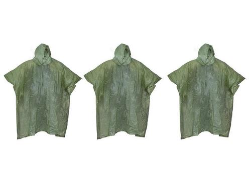 3 Benson Regenponchos - One size - Groen, Caravans en Kamperen, Regenkleding, Nieuw, Verzenden