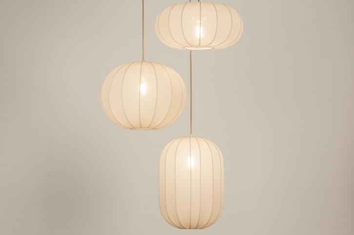 Rietveld Hanglampen - Beige, Zand - Stof, Metaal, Huis en Inrichting, Lampen | Hanglampen, Verzenden