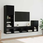 vidaXL TV Wandmeubels met LED-striplichten Zwart Eiken, Huis en Inrichting, Kasten | Televisiemeubels, Verzenden, Nieuw, Overige houtsoorten
