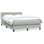vidaXL Boxspring met matras fluweel lichtgrijs 140x220 cm, Verzenden, Nieuw, Grijs, Stof
