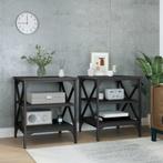vidaXL Bijzettafels 2 st 40x42x50 cm bewerkt hout zwart, Huis en Inrichting, Tafels | Bijzettafels, Verzenden, Nieuw