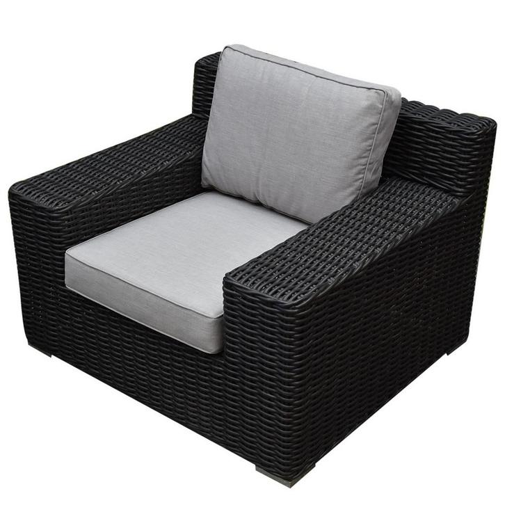 Manjavico lounge tuinstoel zwart wicker, Tuin en Terras, Tuinsets en Loungesets, Nieuw, Ophalen of Verzenden