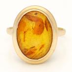 Ring - 18 karaat Geel goud - 2.10ct. tw. Barnsteen, Sieraden, Tassen en Uiterlijk, Ringen, Nieuw