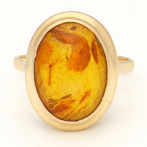 Ring - 18 karaat Geel goud - 2.10ct. tw. Barnsteen, Sieraden, Tassen en Uiterlijk, Ringen
