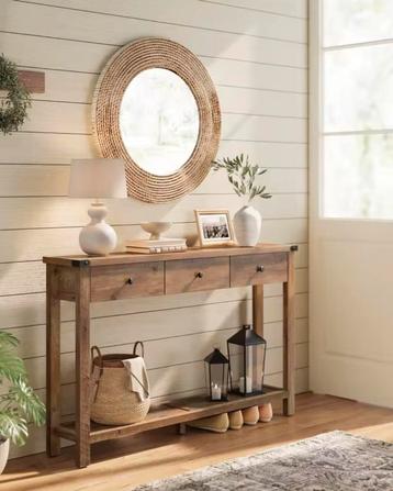 Nieuwe Consoletafel Landelijk Design – 3 Laden, 120×24×76 cm beschikbaar voor biedingen