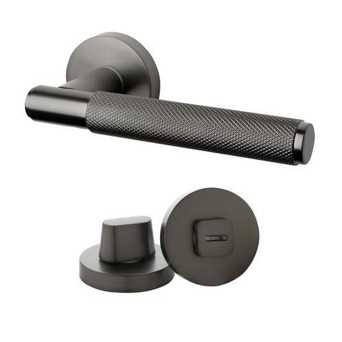 Deurklink Luxor antraciet grijs met WC sluiting, Doe-het-zelf en Verbouw, Hang- en Sluitwerk, Klink of Kruk, Nieuw, Overige materialen