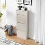 Schoenenkast Sokndal 4 kleppen gebroken wit 118x50x15 cm [en, Huis en Inrichting, Verzenden, Nieuw