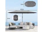 Outsunny XXL Dubbelzijdige Parasol - 436x260 cm - UV30+, Verzenden, Nieuw