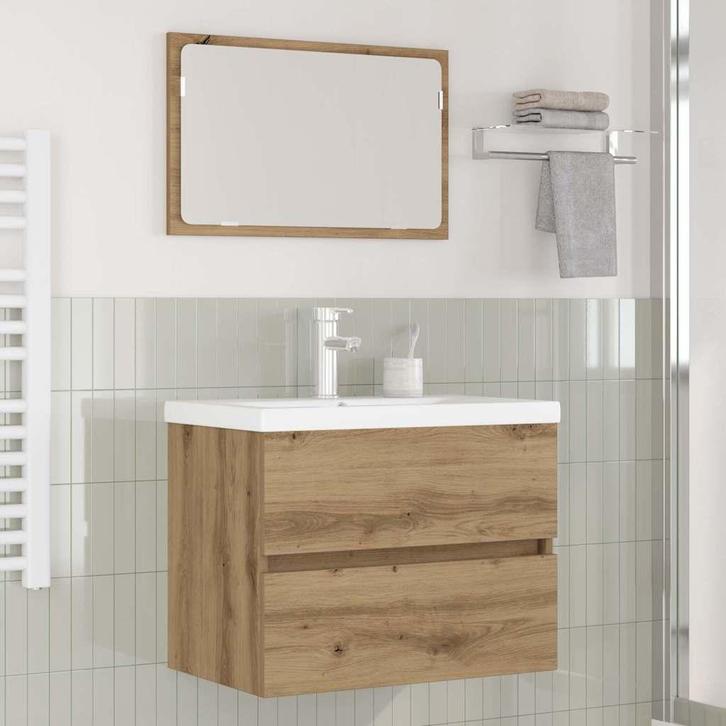 vidaXL Badkamermeubelset 3 pcs Zwart eiken 60 x 38.5 x 45 cm, Huis en Inrichting, Badkamer | Badkamermeubels, Nieuw, Verzenden