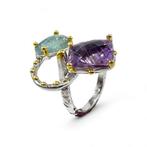 Zonder Minimumprijs - Ring Zilver - 10.90ct. tw. Amethist -, Nieuw