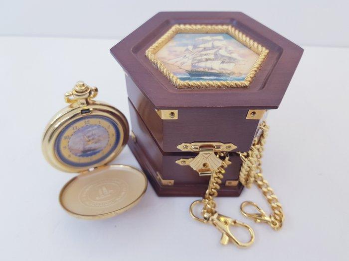 Franklin Mint Cutty Sark with wooden box - Zakhorloge -, Antiek en Kunst, Curiosa en Brocante