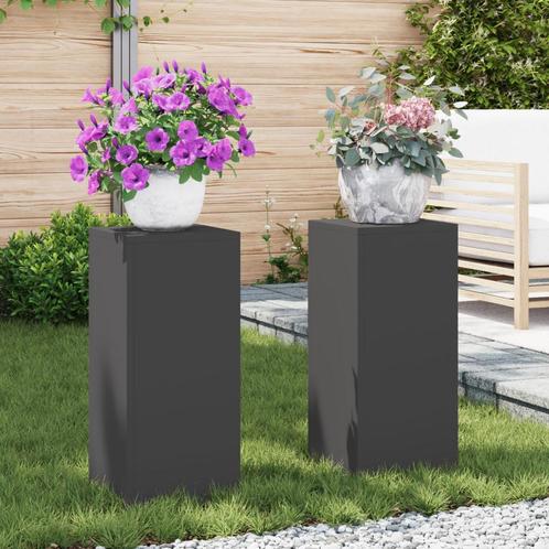 vidaXL Buitenplantenstandaarden Pilaar 2 stuks Zwart, Tuin en Terras, Overige Tuin en Terras, Nieuw, Verzenden
