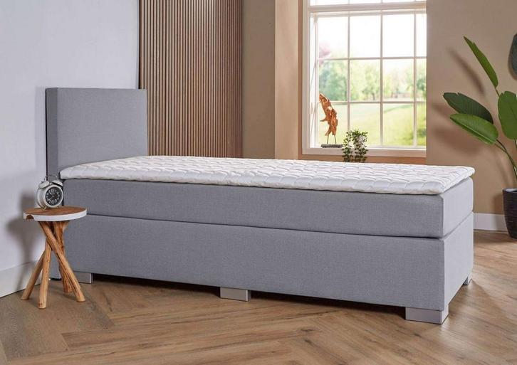 ACTIE! 1-Persoons boxspring Cannes 90 200 Grijs, Huis en Inrichting, Slaapkamer | Boxsprings, 90 cm, 200 cm, Grijs, Eenpersoons