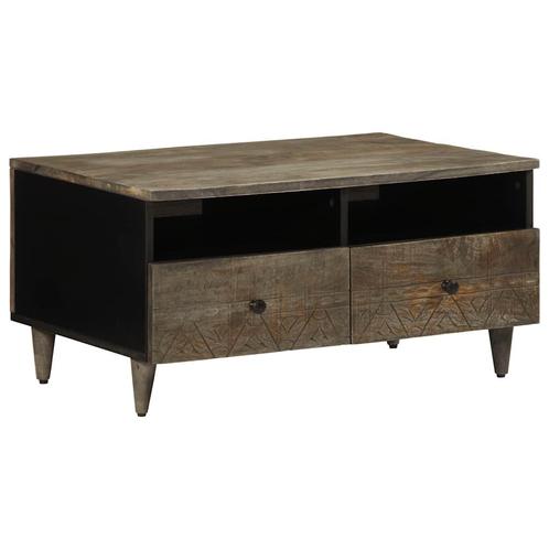 vidaXL Salontafel 80x54x40 cm massief mangohout lichtgrijs, Huis en Inrichting, Tafels | Salontafels, 50 tot 100 cm, Nieuw, Overige houtsoorten
