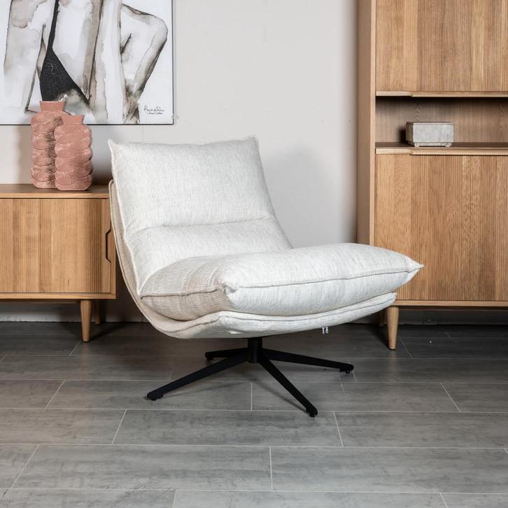 Fauteuil Josien - Geweven stof - Beige, Huis en Inrichting, Fauteuils, Nieuw, Verzenden