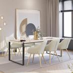 Eetkamerstoel Marilyn, koordlook, gestoffeerd - creme/goud,, Verzenden, Nieuw