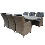 Menorca Darwin dining tuinset 7-delig kobo grijs, Ophalen of Verzenden, Nieuw, Wicker