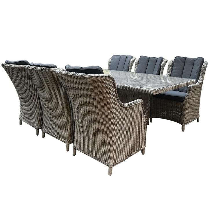 Menorca Darwin dining tuinset 7-delig kobo grijs, Tuin en Terras, Tuinsets en Loungesets, Nieuw, Wicker, Ophalen of Verzenden