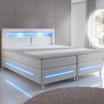 Boxspringbed / Boxspring Norfolk - 180 x 200 cm - Wit - LED, Verzenden, Nieuw