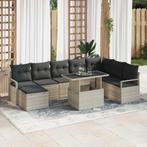 vidaXL Tuin Sofa Set met kussen 9 pcs Lichtgrijs, Verzenden, Nieuw, Rotan