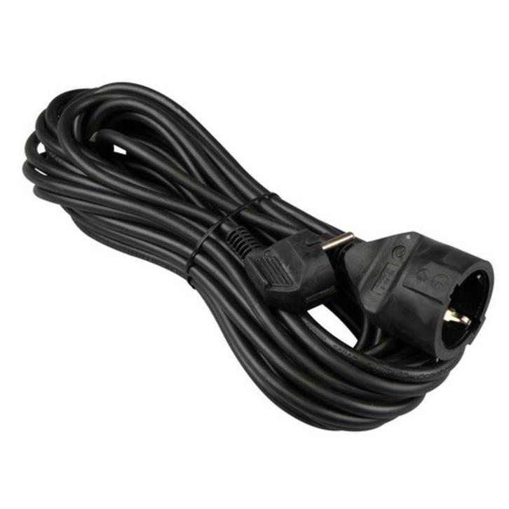 Verlengsnoer 3 x 1.5mm + RA zwart - 5 meter, Doe-het-zelf en Verbouw, Elektra en Kabels, Nieuw, Ophalen of Verzenden
